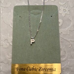 Cubic Zirconia Initial Necklace - Silver tine lead / nickel safe 20 inch